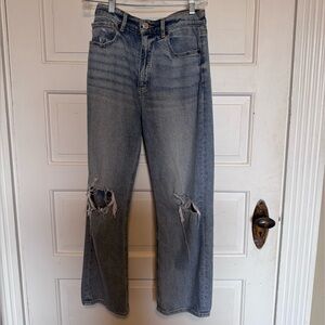 LOFT Straight Leg Distressed Gray Jeans
